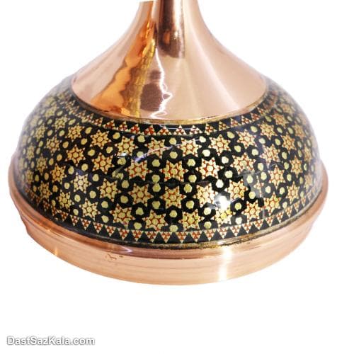 شکلات خوری مسی خاتم کاری شده پایه دار 30 سانتی کد MJ-64