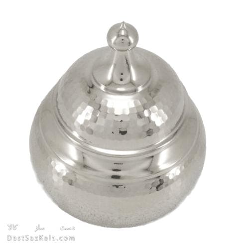 شکلات خوری مسی سفید درب دار 18 سانتیمتری کد AH-88