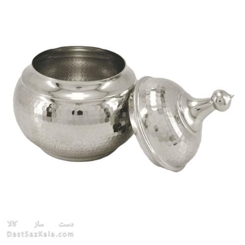 شکلات خوری مسی سفید درب دار 18 سانتیمتری کد AH-88