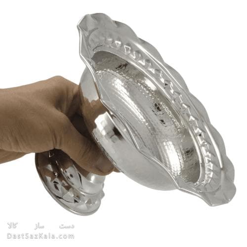 شکلات خوری مسی سفید زنجان قطر 20 سانتیمتری پایه دار کد AH-74