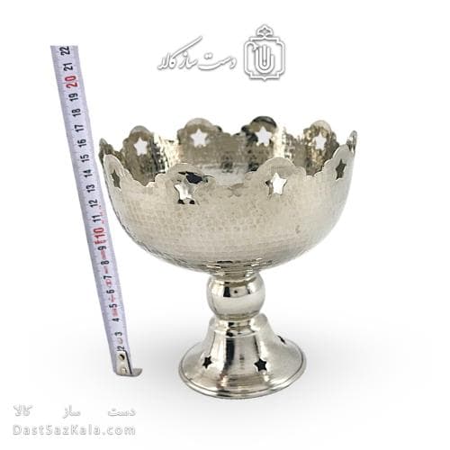 شکلات خوری مسی سفید پایه دار مدل ستاره ای 16 سانتی کد AH-36