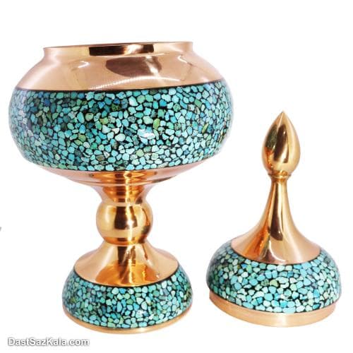 شکلات خوری مسی فیروزه کوبی شده اصفهان کد MJ-63