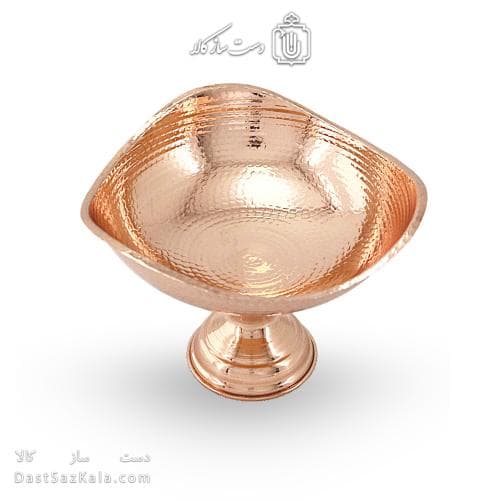 شکلات خوری مسی پایه دار زنجان مدل سه گوش 19سانتی کد AH-24