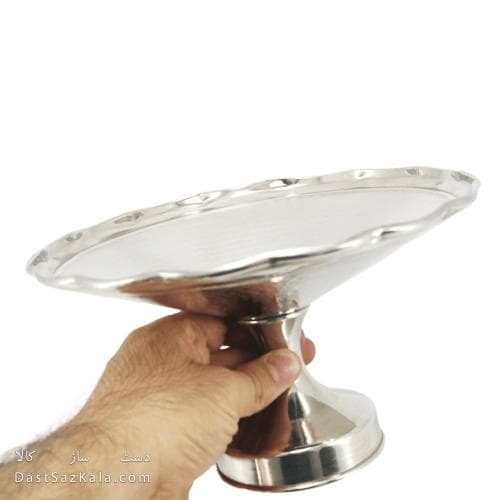 شکلات خوری مسی پایه دار سفید مدل دیبا 22 سانتیمتری کد AH-40