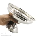 شکلات خوری مسی پایه دار سفید مدل لبه چین 17 سانتی کد AH-44