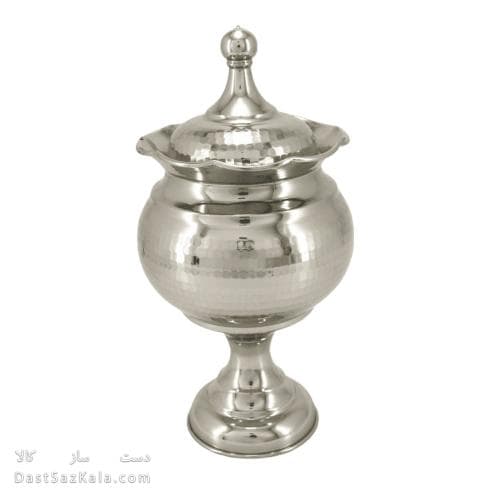 شکلات خوری مسی پایه دار و درب دار سفید 27سانتیمتری کد AH-84