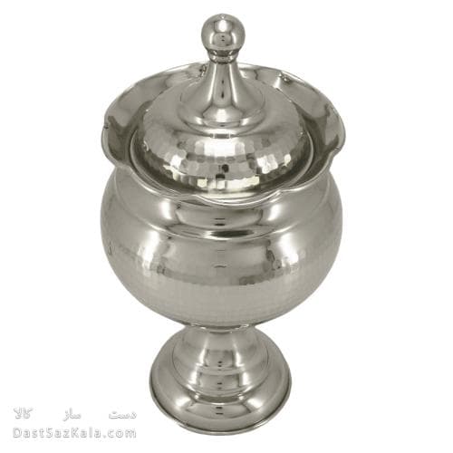 شکلات خوری مسی پایه دار و درب دار سفید 27سانتیمتری کد AH-84