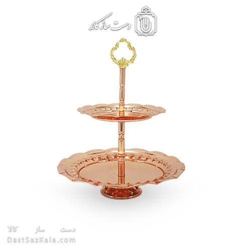 شیرینی خوری مسی دو طبقه جدید به ارتفاع 35 سانتیمتر کد AH-131