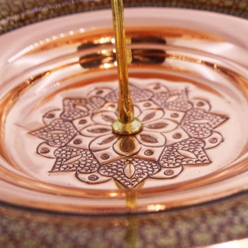 شیرینی خوری مسی خاتم کاری دو طبقه کد MJ-76