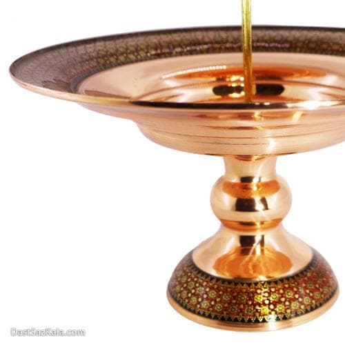 شیرینی خوری مسی خاتم کاری دو طبقه کد MJ-76