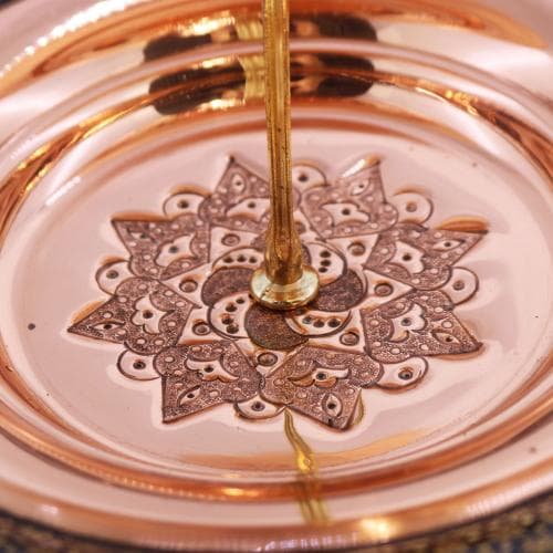 شیرینی خوری خاتم کاری مسی دو طبقه کد MJ-77