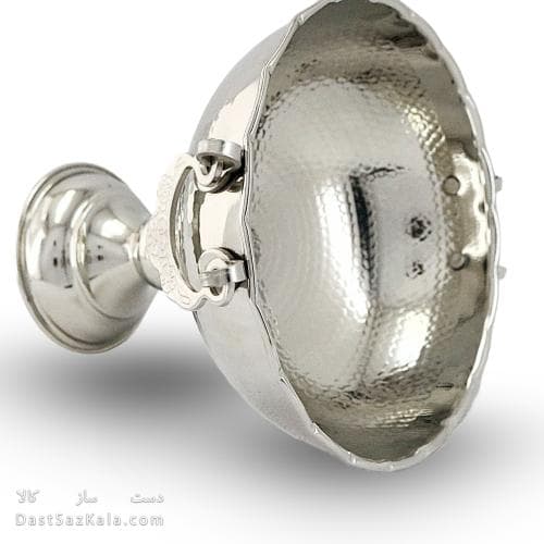 شیرینی خوری مسی سفید زنجان مدل گوشواره ای 24 سانتی کد AH-56