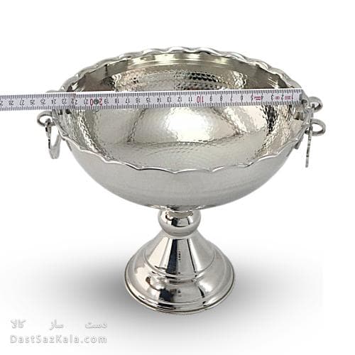 شیرینی خوری مسی سفید زنجان مدل گوشواره ای 24 سانتی کد AH-56