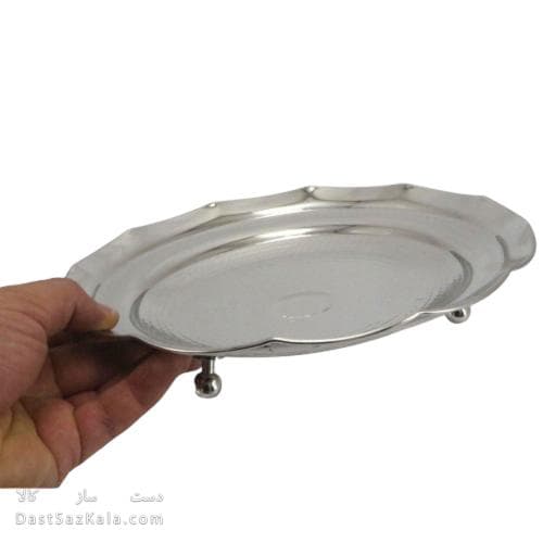 شیرینی خوری مسی سفید سه پایه کوتاه 25 سانتیمتری کد AH-92