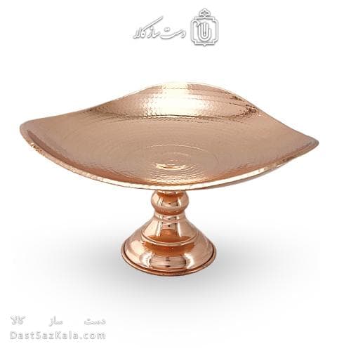 شیرینی خوری مسی پایه دار زنجان مدل سه گوش 24 سانتی کد AH-25