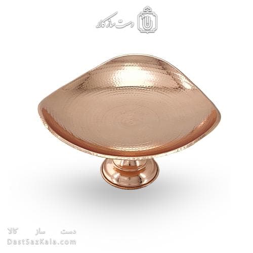 شیرینی خوری مسی پایه دار زنجان مدل سه گوش 24 سانتی کد AH-25