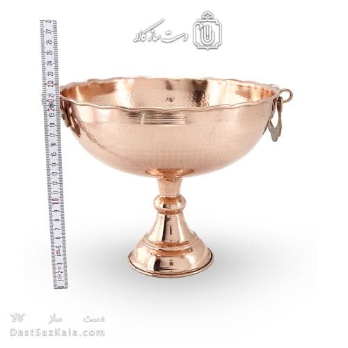 شیرینی خوری مسی پایه دار زنجان گوشواره ای 23 سانتی کد AH-51