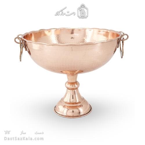 شیرینی خوری مسی پایه دار زنجان گوشواره ای 23 سانتی کد AH-51