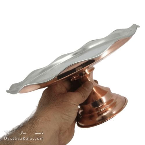 شیرینی خوری مسی پایه دار زنجان قطر 24 سانتی کد AH-103