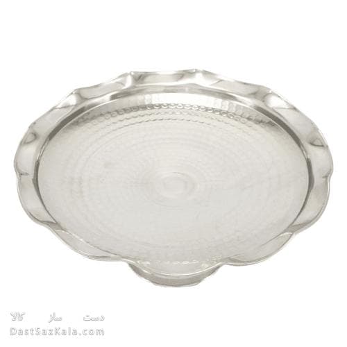 شیرینی خوری مسی پایه دار سفید مدل دیبا 25 سانتیمتری کد AH-41