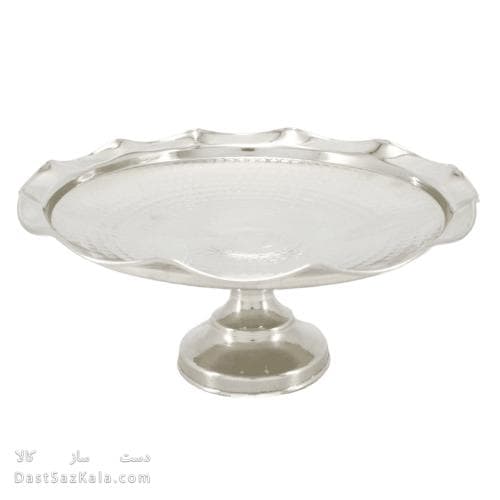 شیرینی خوری مسی پایه دار سفید مدل دیبا 25 سانتیمتری کد AH-41