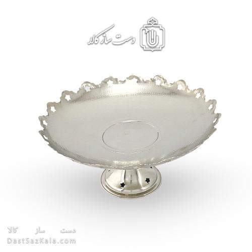 شیرینی خوری مسی پایه دار سفید مدل ستاره ای 28 سانتی کد AH-38