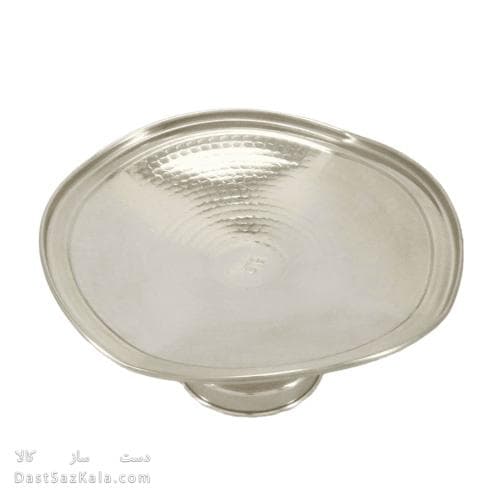 شیرینی خوری مسی پایه دار سفید مدل سه بعدی 26 سانتی کد AH-34