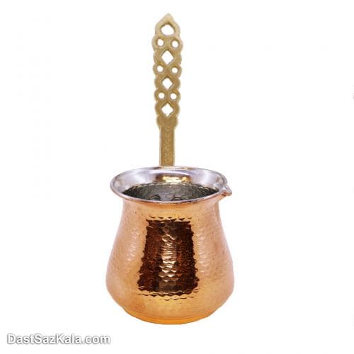 شیر جوش مسی زنجان دسته برنجی سایز کوچک کد SSH-18