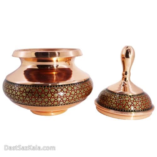 قندان مسی خاتم کاری اصفهان مدل سفینه ای کد MJ-71