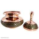 قندان مسی خاتم کاری شده مدل دخلی مشکی کد MJ-70