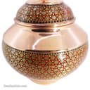 قندان مسی خاتم کاری شده مدل سیبی سایز 27 قرمز کد MJ-69