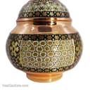 قندان مسی خاتم کاری شده سایز 20 مدل شال دار کد MJ-80