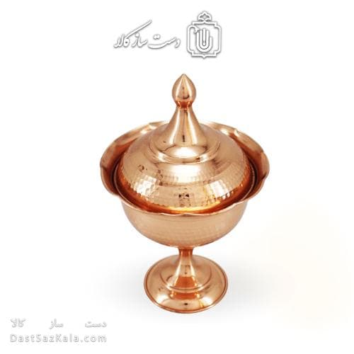 قندان مسی درب دار پایه دار 21 سانتی کد HSH-13