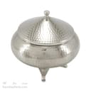 قندان مسی سفید مدل سفینه ی سه پایه 12 سانتیمتری کد AH-79