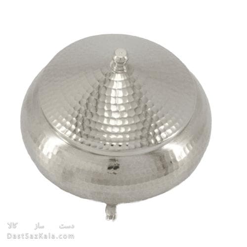 قندان مسی سفید مدل سفینه ی سه پایه 12 سانتیمتری کد AH-79