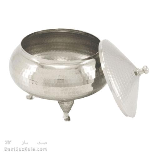 قندان مسی سفید مدل سفینه ی سه پایه 10سانتیمتری کد AH-81