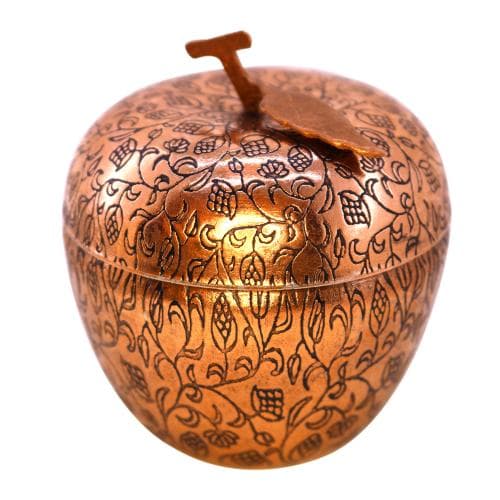 قندان مسی زنجان طرح سیب قلم کاری شده مجموعه 2 عددی کد SSH-46