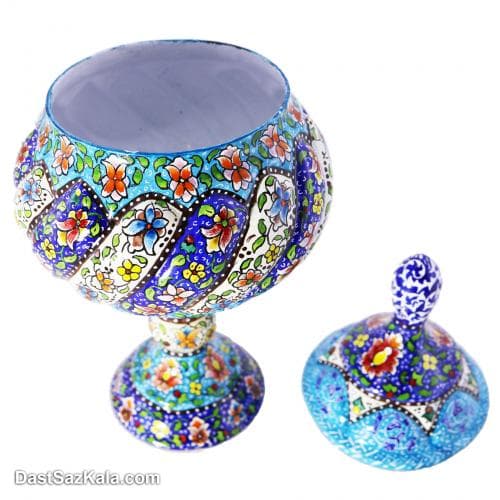 قندان میناکاری مسی پایه دار 23 سانتیمتری کد LT-32