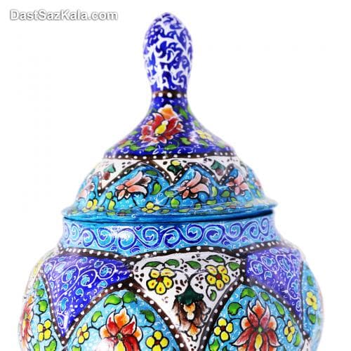 قندان میناکاری مسی پایه دار 23 سانتی کد LT-34