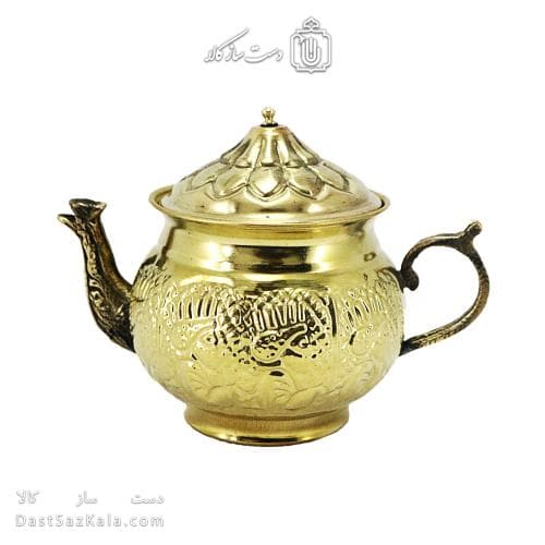 قوری برنجی قلم کاری شده 14 سانتی AH-144