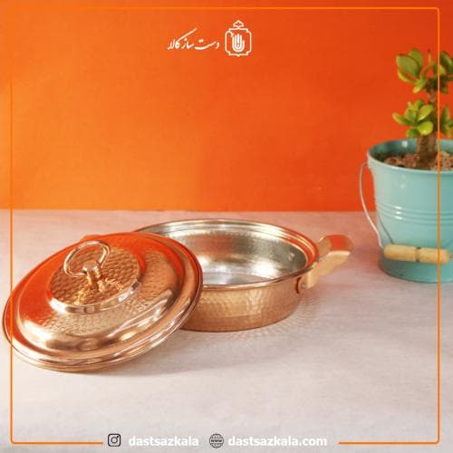 ماهیتابه درب دار مسی زنجان سایز 1 کوچک کد PA-32