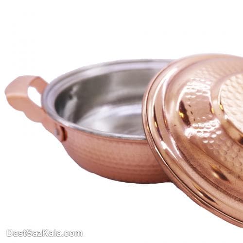 ماهیتابه درب دار مسی زنجان سایز 2 کوچک کد PA-33