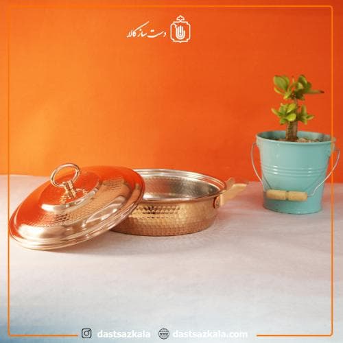 ماهیتابه درب دار مسی زنجان سایز 2 کوچک کد PA-33