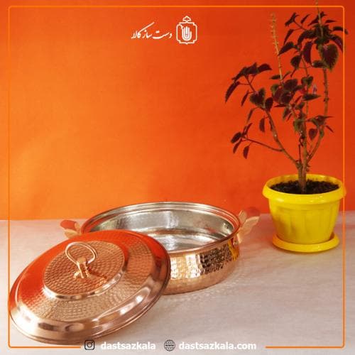 ماهیتابه درب دار مسی زنجان سایز 3 بزرگ مدل تیانچه کد PA-39