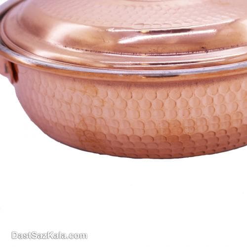 ماهیتابه درب دار مسی زنجان سایز 3 متوسط کد PA-34