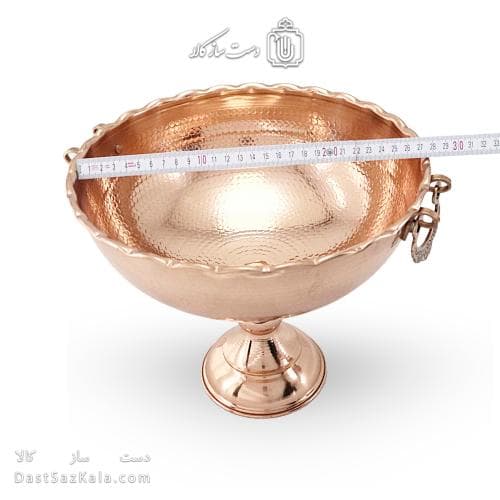 میوه خوری مسی بزرگ پایه دار گوشواره ای قطر 27 سانتی کد AH-52