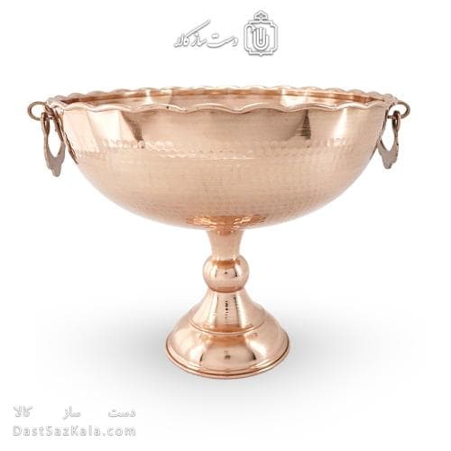 میوه خوری مسی بزرگ پایه دار گوشواره ای قطر 27 سانتی کد AH-52