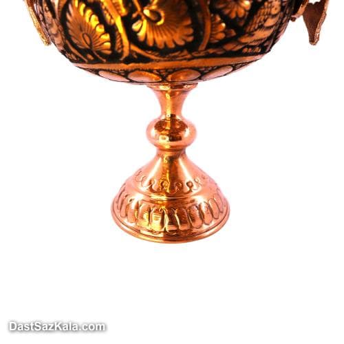 میوه خوری مسی پایه دار سیاه قلم کاری شده قطر 17 سانتی SHH-74