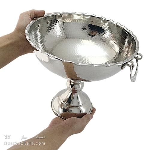 میوه خوری مسی سفید بزرگ مدل گوشواره ای قطر 27 سانتی کد AH-57