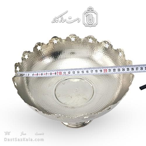 میوه خوری مسی سفید زنجان مدل ستاره ای قطر 27 سانتی کد AH-39